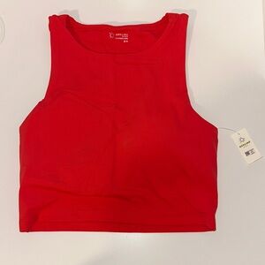 NWT Bright Red High Neck Cropped Workout Top Size Medium